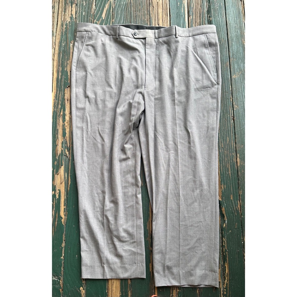 David Peyser Sportswear Grant Grey Dress Pants Mens 47x26 Stretch Flat Front